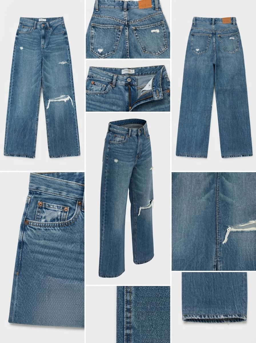 bershka - wide leg - 100% cotton - zipper - 22x30