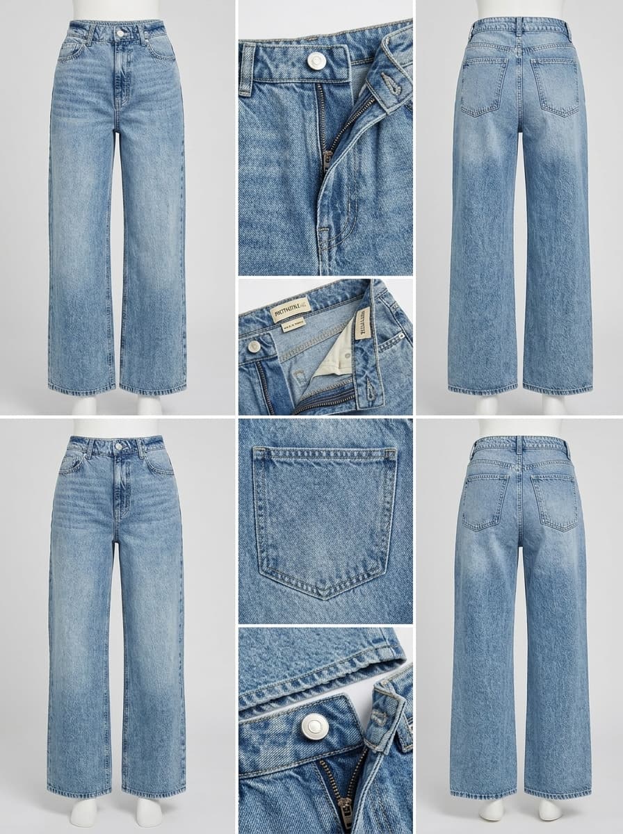 & denim - baggy - 100% cotton - zipper - 28x30