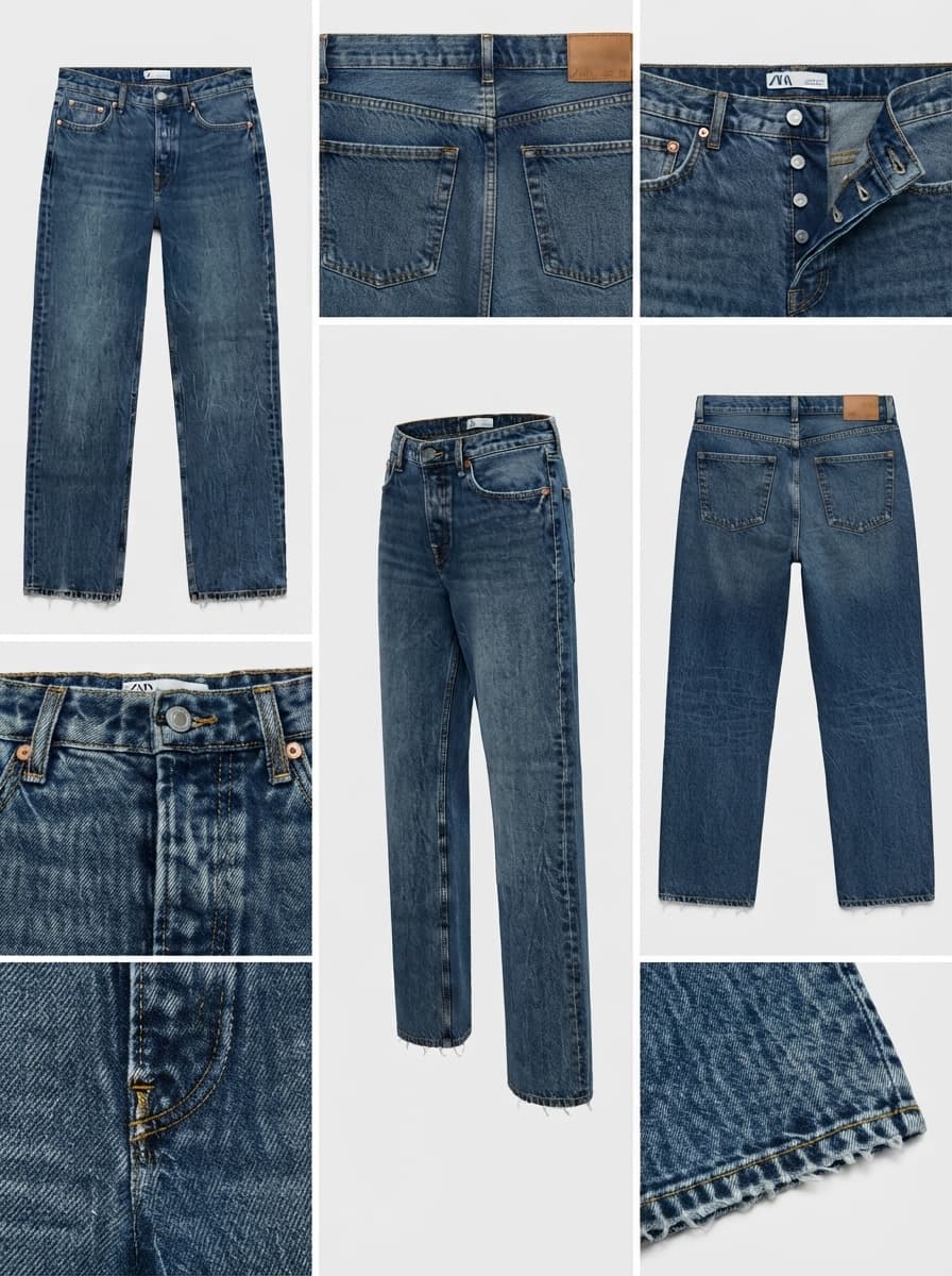 ZARA - straight - 100% cotton - buttons - 30x27