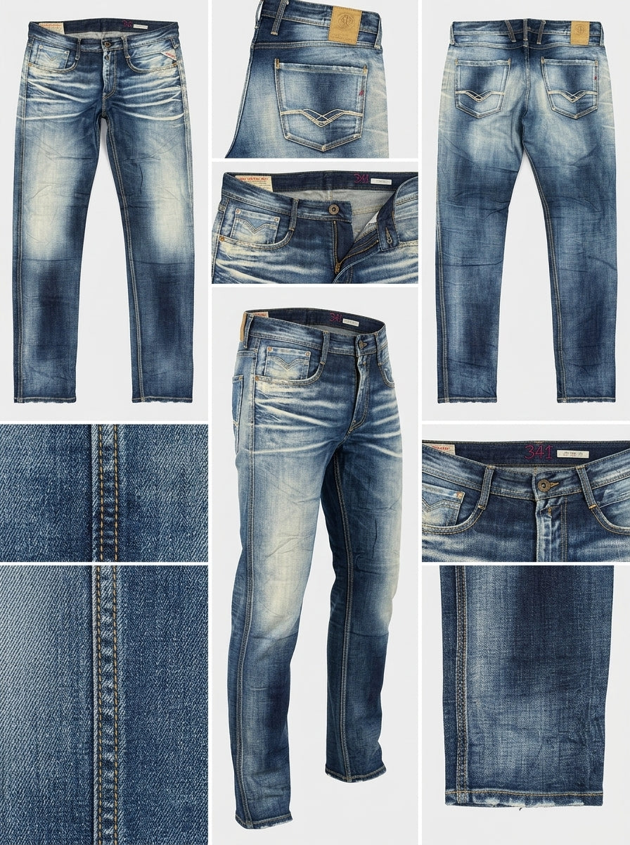 REPLAY ANBASS - SLIM - 100%cotton - zipper - 36X32