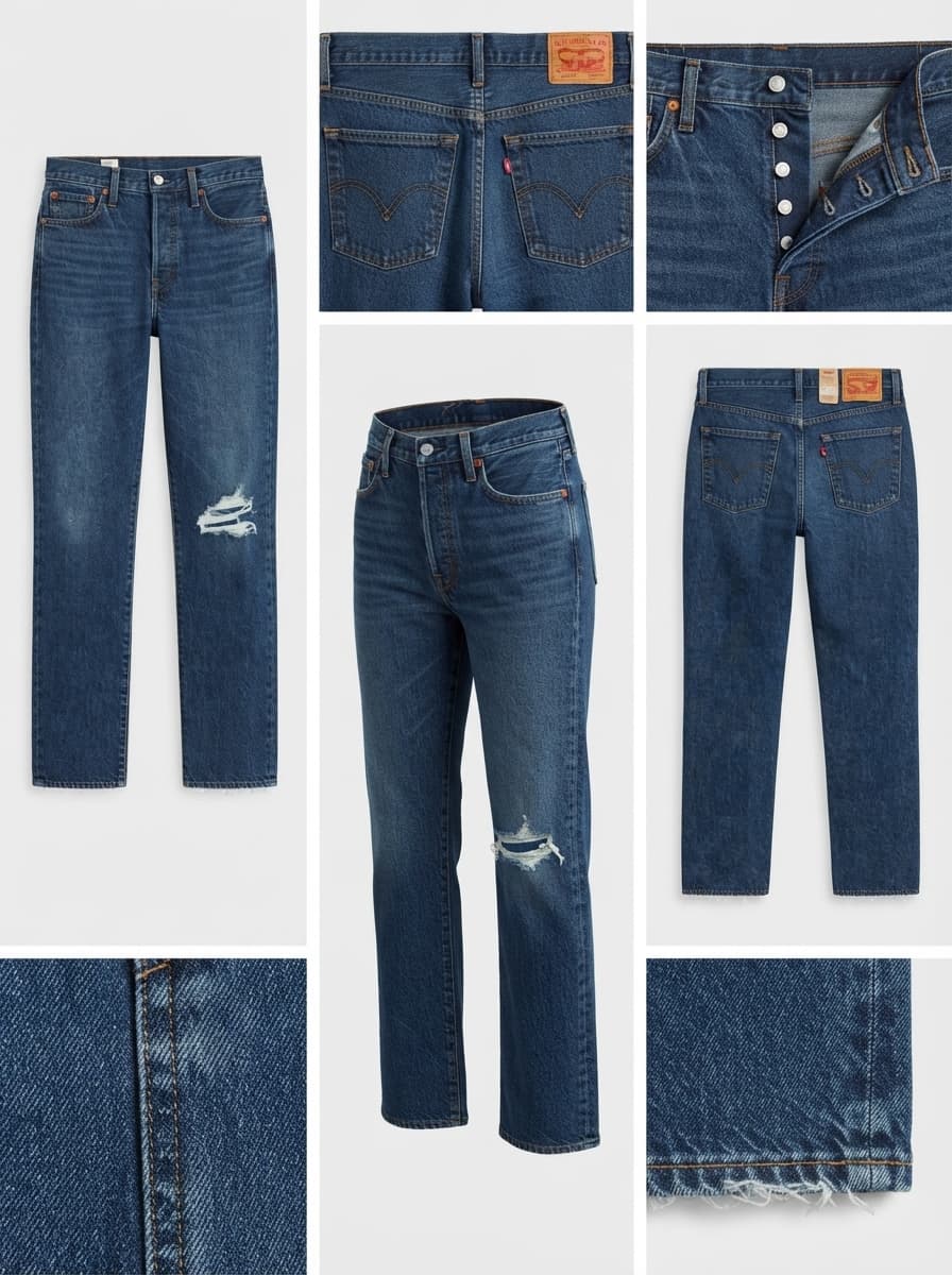 Levis - wedgie straight - stretch - buttons - 29x28