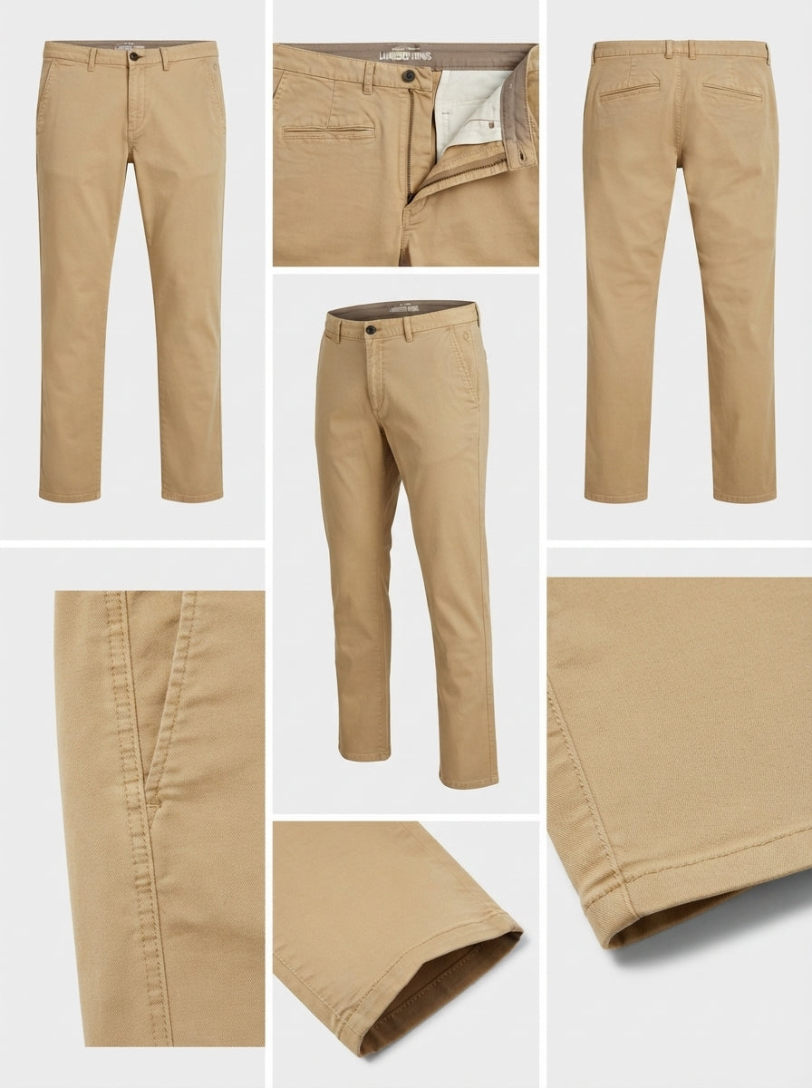 LAUNDERED CHINOS - REGULAR - STRETCH - ZIPPER - 34X32