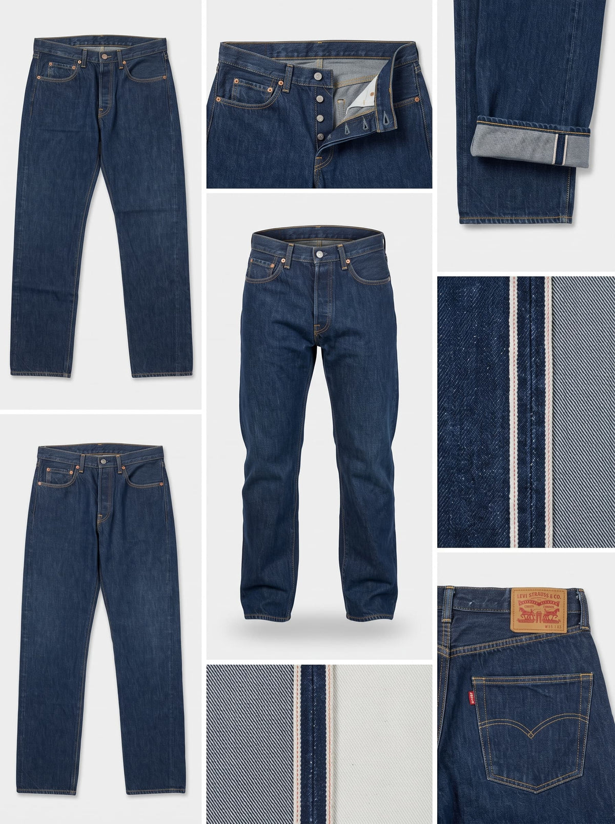 levi's 501 SELVEDGE - straight - 100%cotton - buttons - 33X32