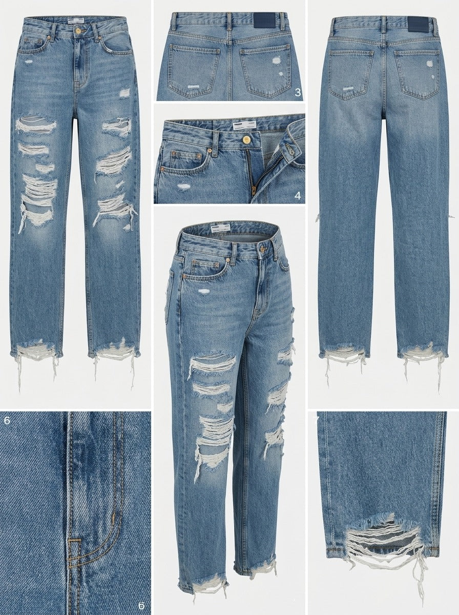 bershka - straight - 100% cotton - zipper - 26x30