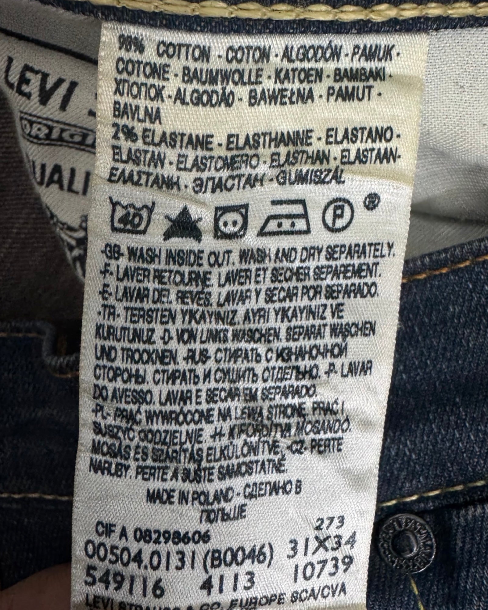 LEVI'S 504 w32l34