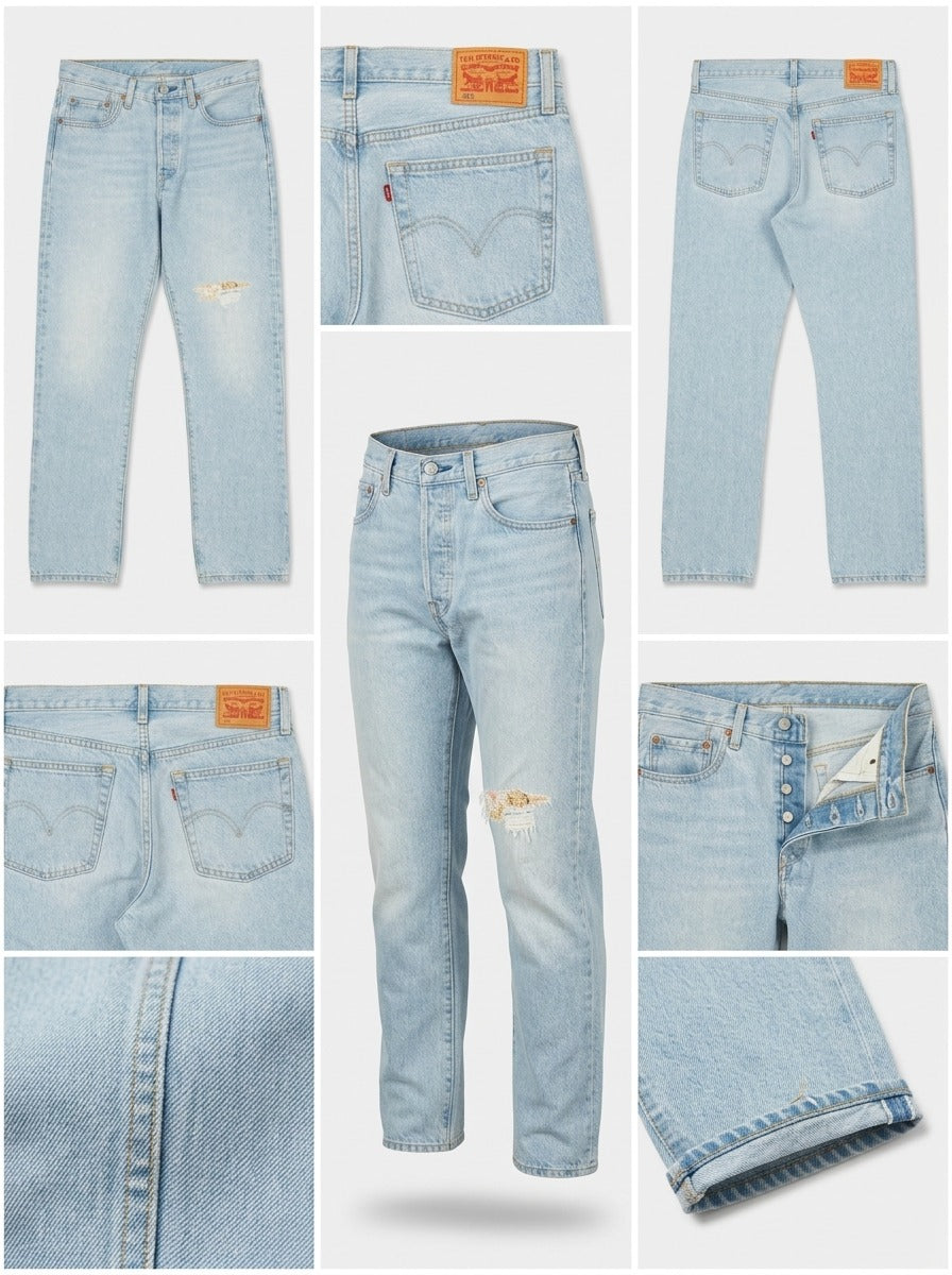 levis 501 - straight - 100% cotton - buttons - 27x30
