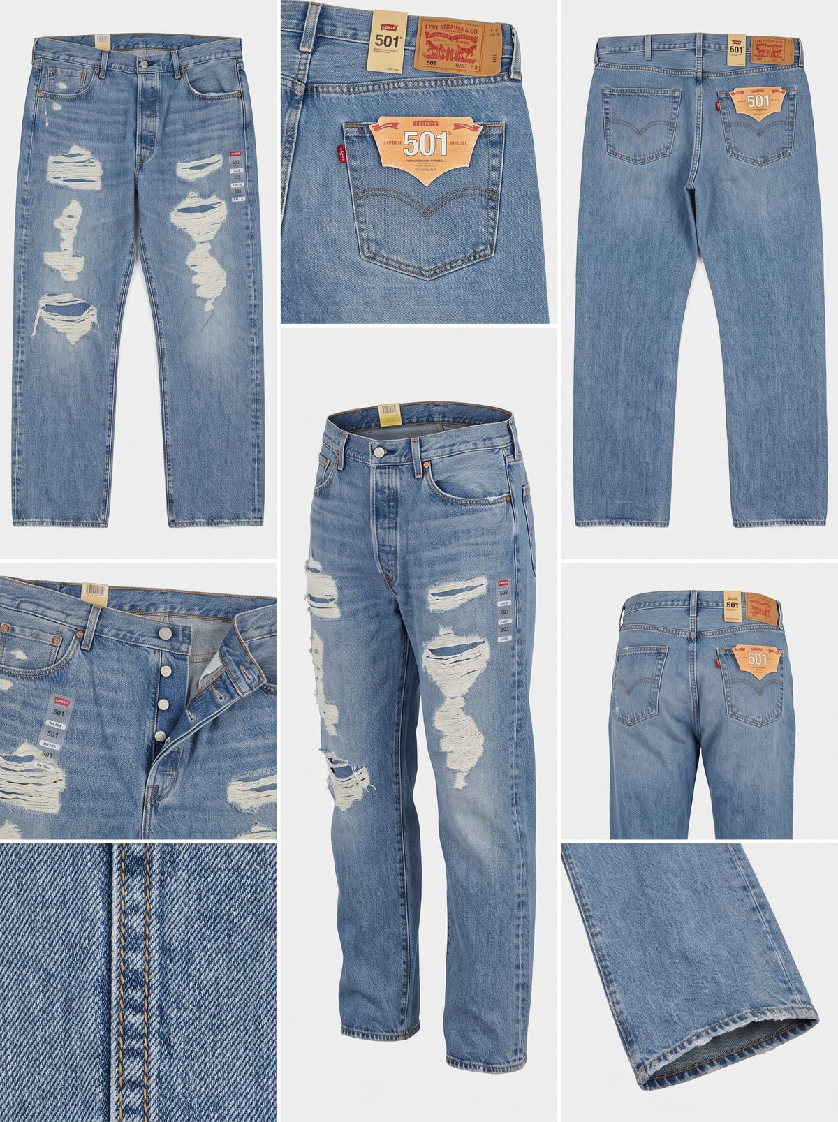levi's 501 - straight - 100%cotton - buttons - 44X30