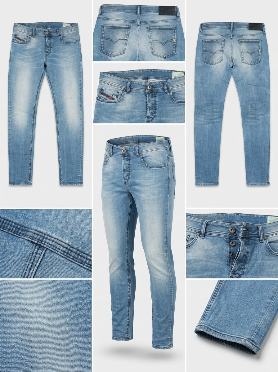 diesel sleenker - skinny - stretch - buttons - 33x32