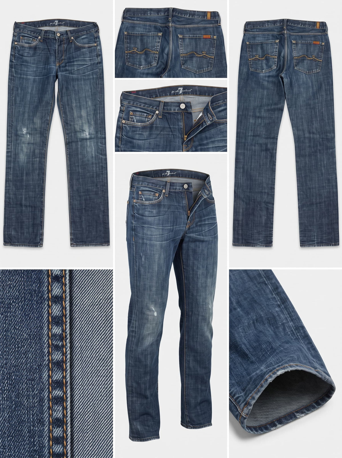 7 for all mankind - straight - 100%cotton - zipper . 33x34