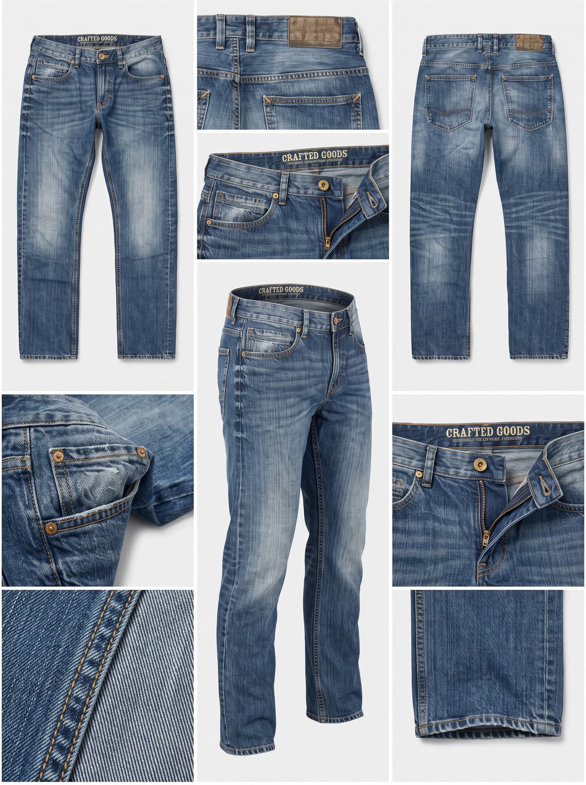 CRAFTED GOODS - STRAIGHT - 100%COTTON - ZIPPER - 32X30