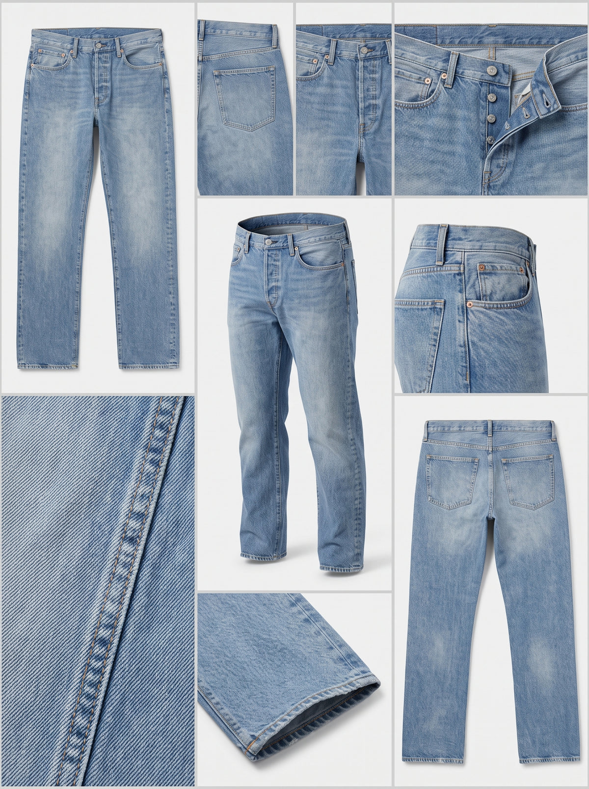 &denim - Straight - Cotton100% - Buttons -38X32