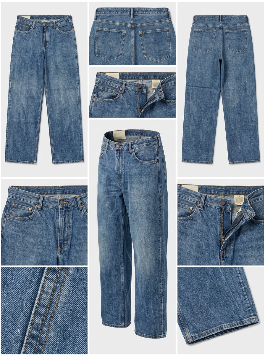 &denim - baggy - 100%cotton - zipper - 36x32