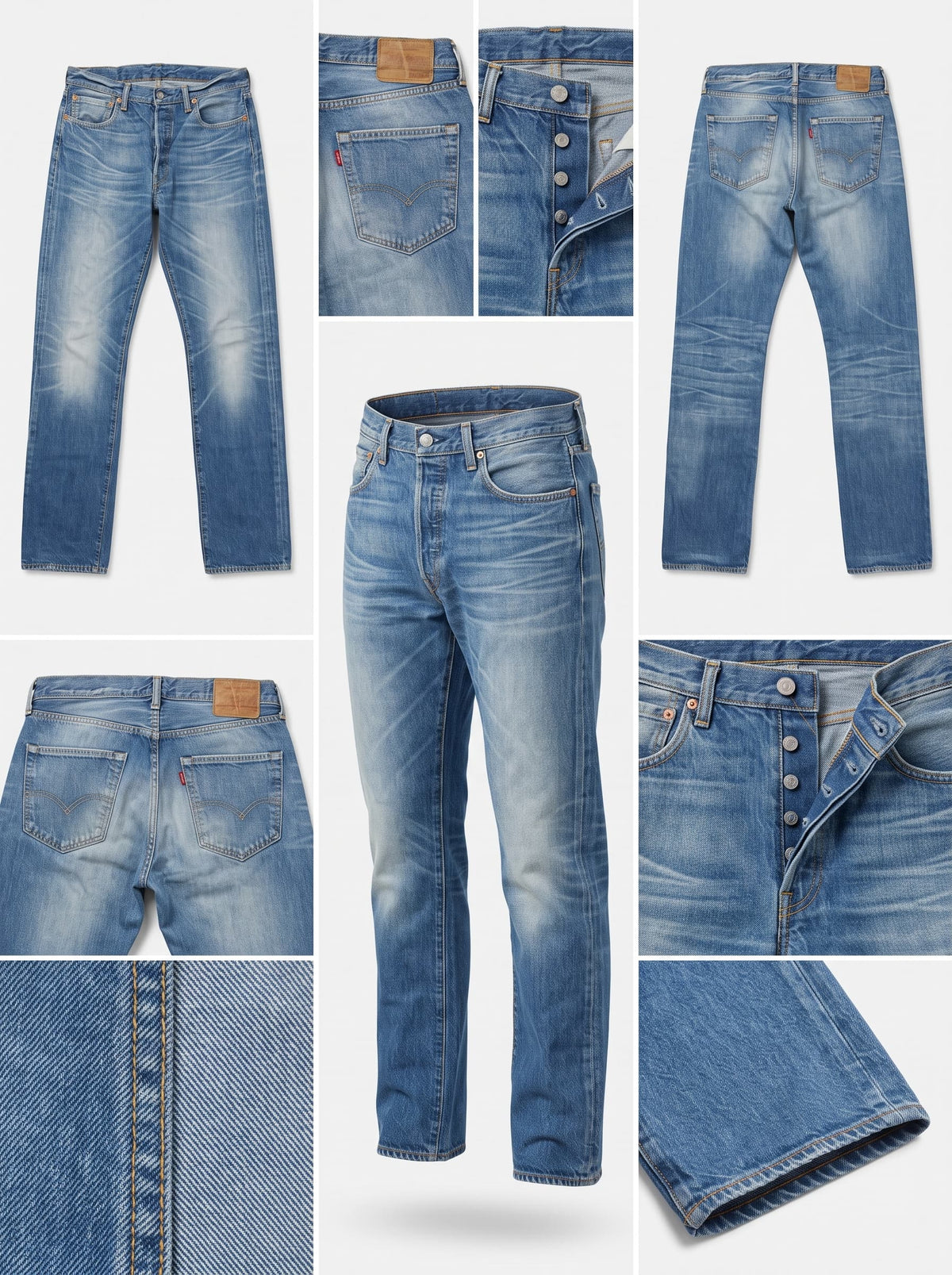 levi's 501 - straight - 100%cotton - buttons - 34x36