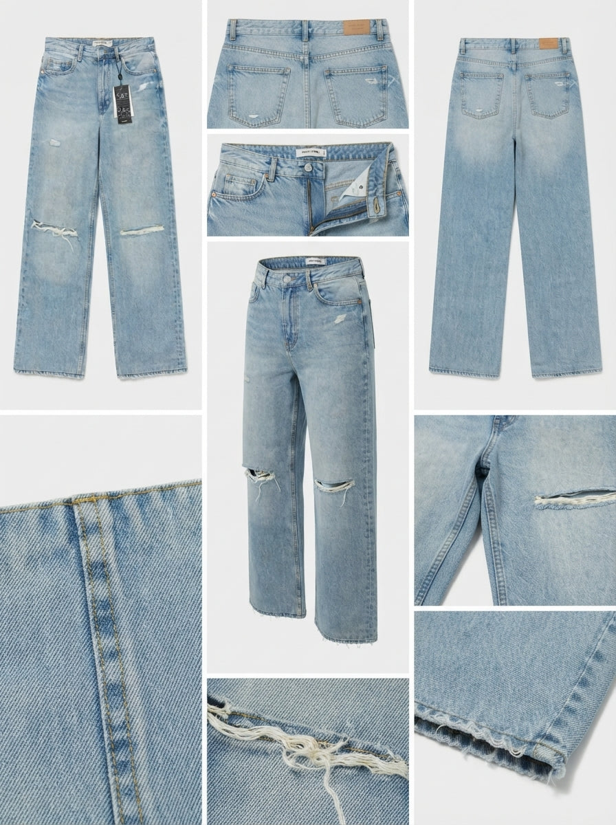 bershka - wide  - 100% cotton - zipper - 24x30