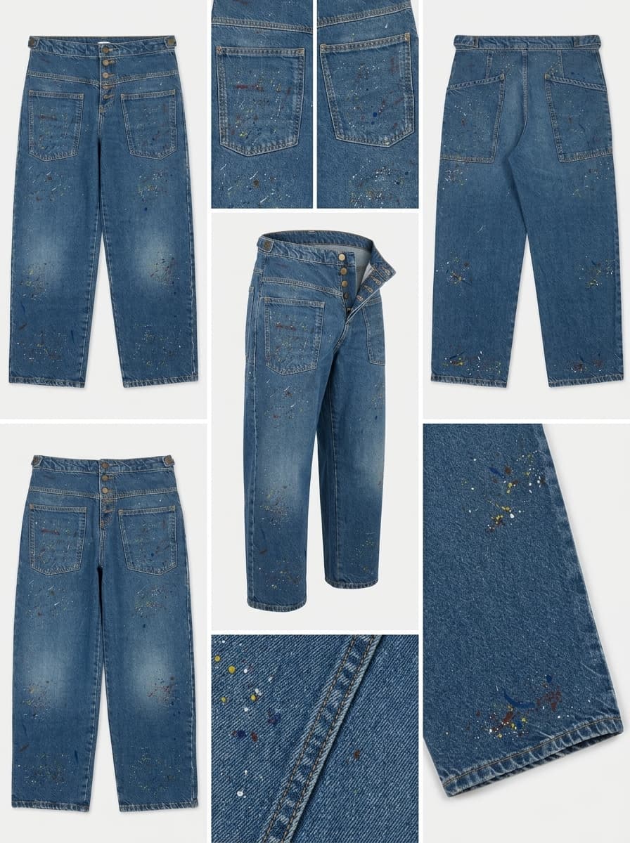 zara - wide - 100% cotton - buttons - 28x30