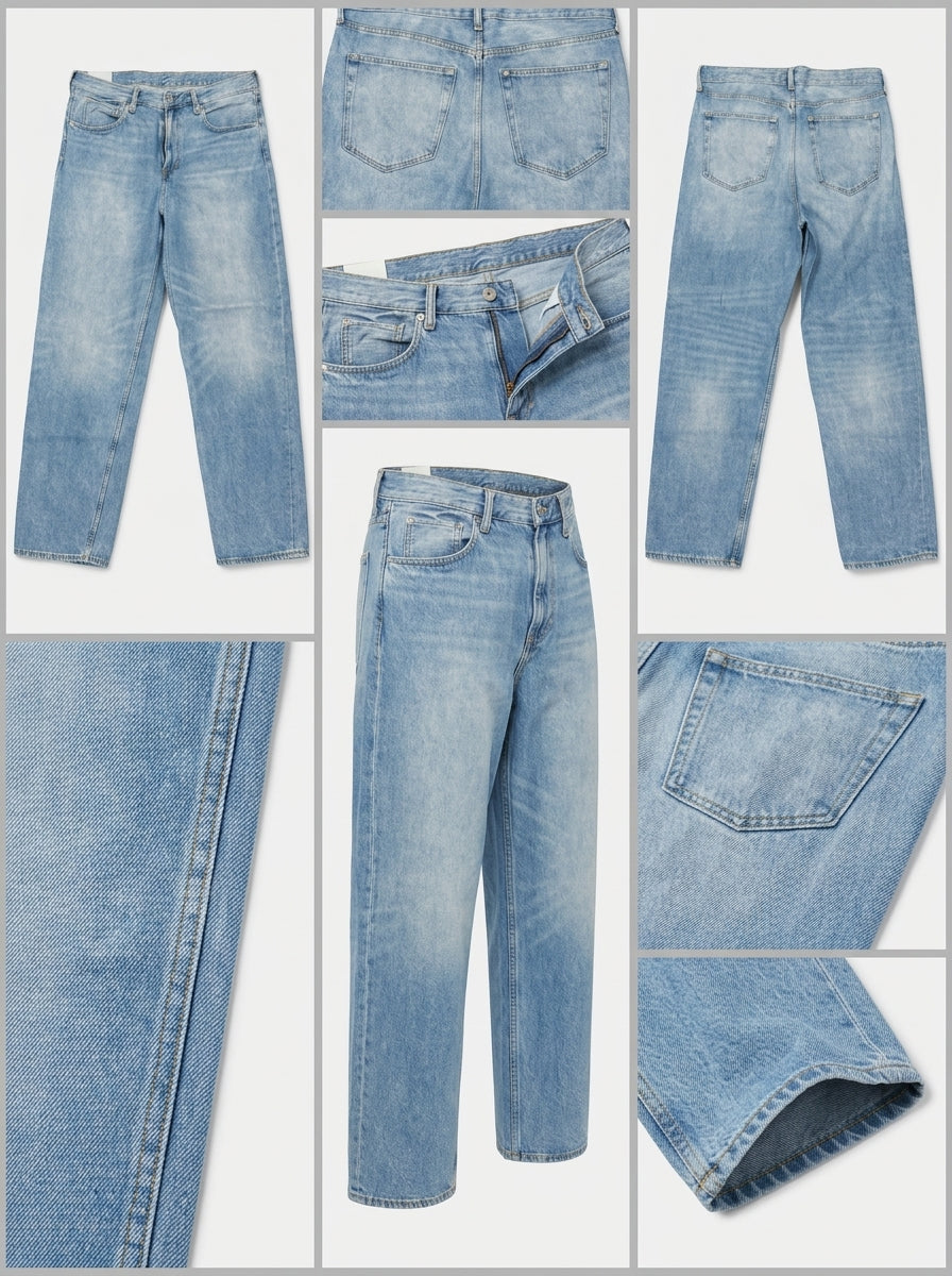 &denim - baggy - 100%cotton - zipper - 36x32